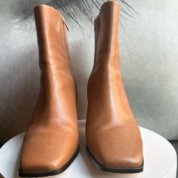 🌸PAIGE🌸 Farah Square Toe Bootie In Cognac Boots Size:10 - Picture 11 of 16